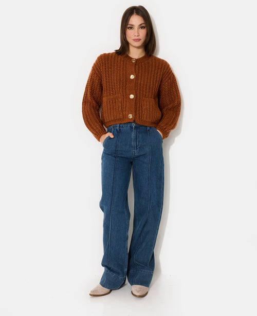 Gilet grosse maille avec gros boutons et poches - PIMKIE - 5