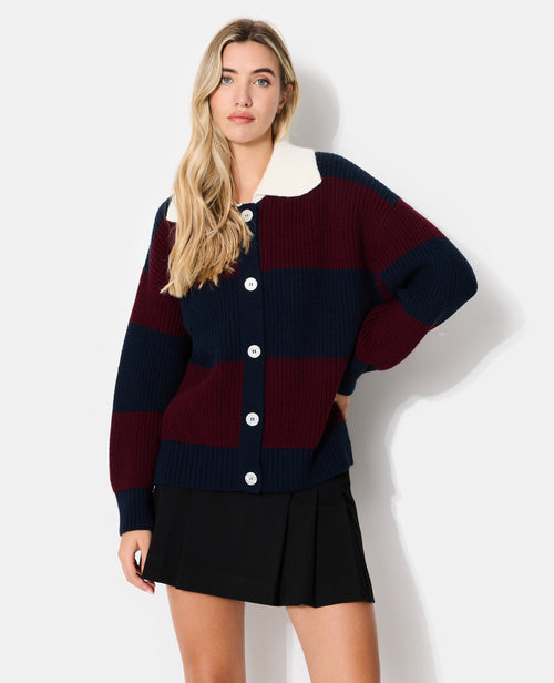 Gilet rayé avec col contrasté - PIMKIE - 1