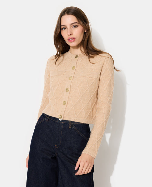 Cardigan en maille fantaisie avec boutons dorés - PIMKIE - 1