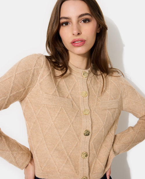 Cardigan en maille fantaisie avec boutons dorés - PIMKIE - 2