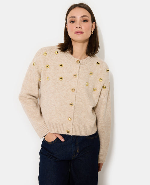Gilet col rond avec bouton et déco boules métal - PIMKIE - 1