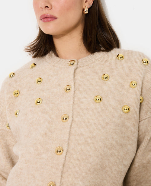 Gilet col rond avec bouton et déco boules métal - PIMKIE - 2