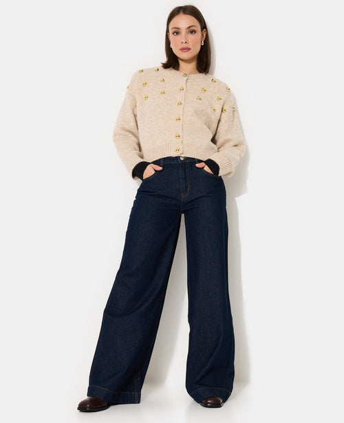 Gilet col rond avec bouton et déco boules métal - PIMKIE - 3