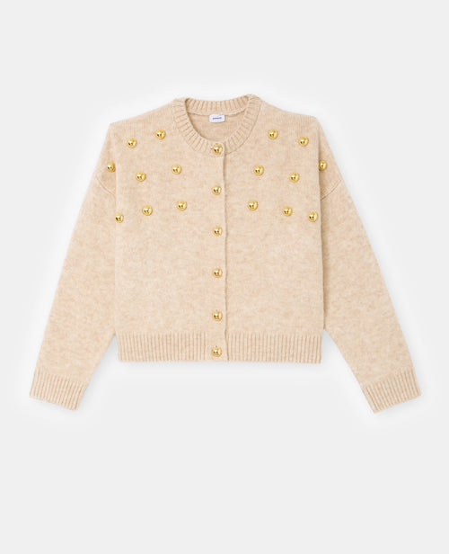 Gilet col rond avec bouton et déco boules métal - PIMKIE - 4