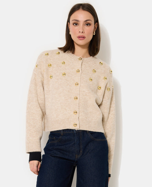 Gilet col rond avec bouton et déco boules métal - PIMKIE - 5