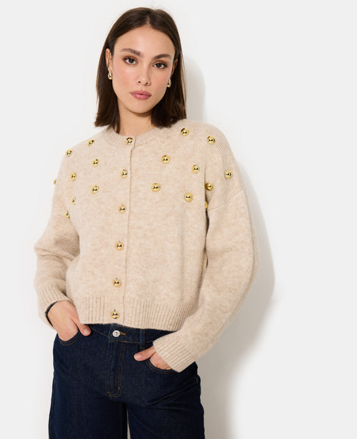 Gilet col rond avec bouton et déco boules métal - PIMKIE - 7