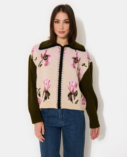 Gilet zippé motif fleurs - PIMKIE - 1