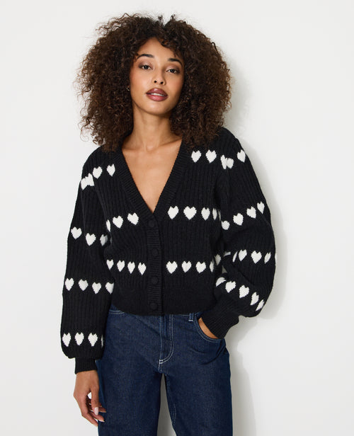 Gilet en maille côtelée avec cœurs - PIMKIE - 1