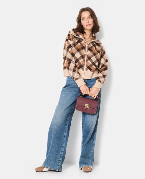 Gilet zippé grand col motif carreaux - PIMKIE - 3