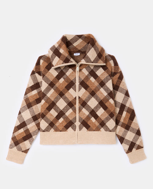 Gilet zippé grand col motif carreaux - PIMKIE - 4