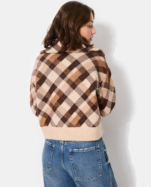 Gilet zippé grand col motif carreaux - PIMKIE - 6