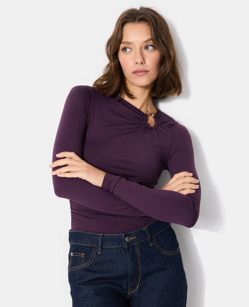 Body en maille stretch avec col asymétrique et bijou - PIMKIE - 5