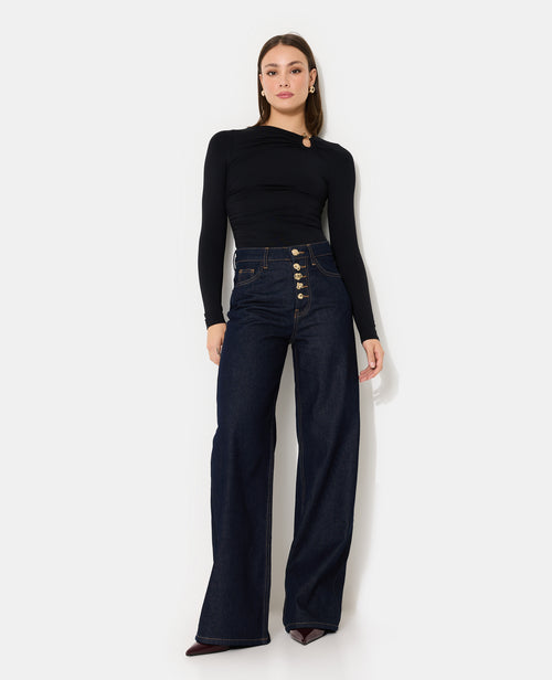 Body en maille stretch avec col asymétrique et bijou - PIMKIE - 3