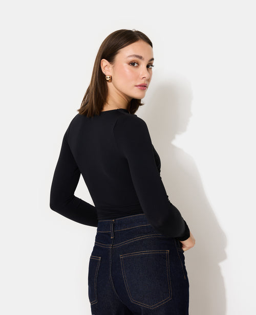 Body en maille stretch avec col asymétrique et bijou - PIMKIE - 1