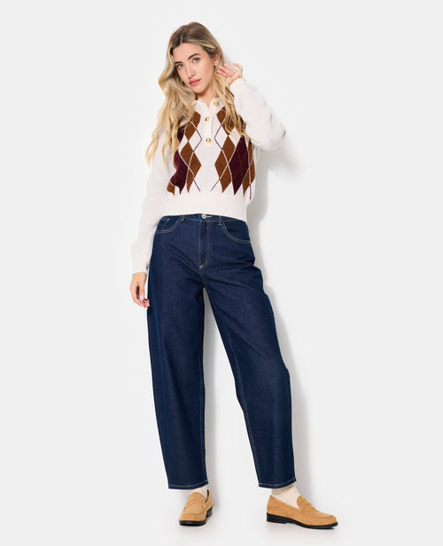 Pull col polo motif losanges - PIMKIE - 3