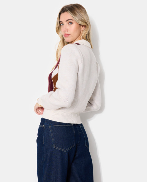 Pull col polo motif losanges - PIMKIE - 6