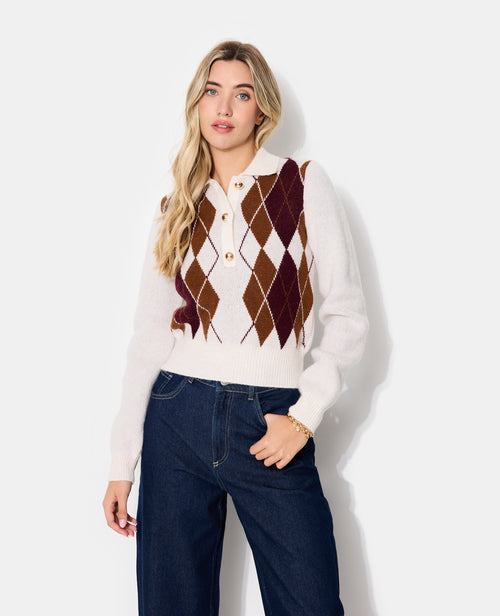 Pull col polo motif losanges - PIMKIE - 7