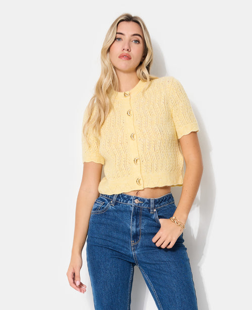 Gilet manches courtes en maille ajourée - PIMKIE - 1