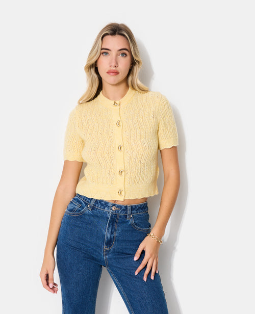 Gilet manches courtes en maille ajourée - PIMKIE - 5