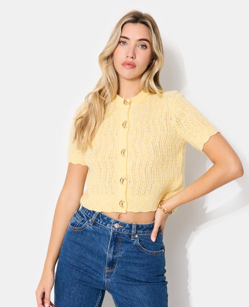 Gilet manches courtes en maille ajourée - PIMKIE - 7