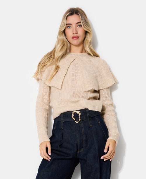 Pull avec cape en maille fantaisie ajourée - PIMKIE - 1
