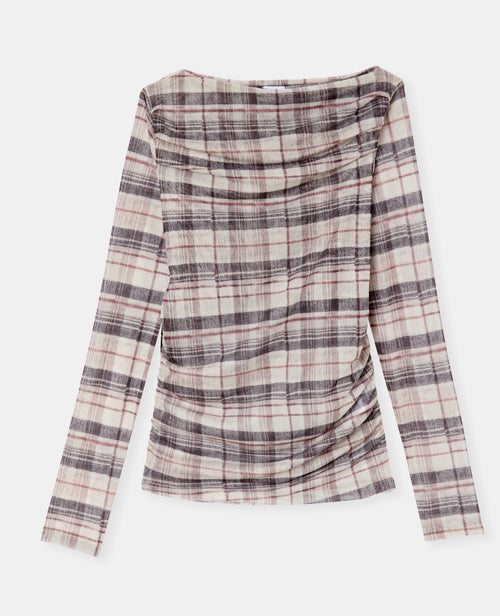 T-shirt manches longues en résille à carreaux - PIMKIE - 4