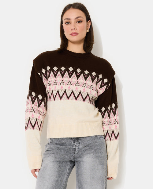 Pull motif jacquard avec épaulettes - PIMKIE - 1