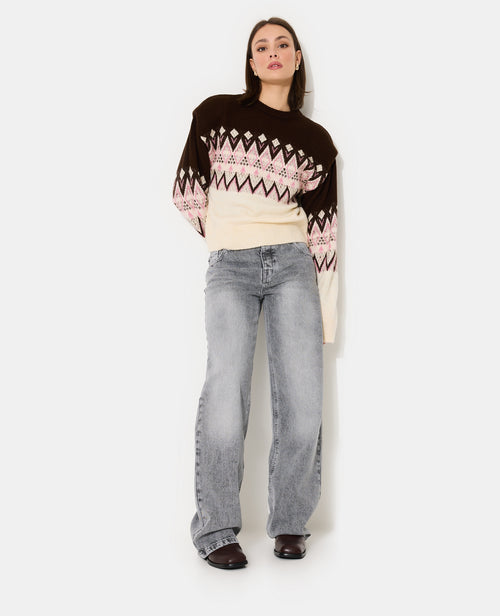 Pull motif jacquard avec épaulettes - PIMKIE - 3