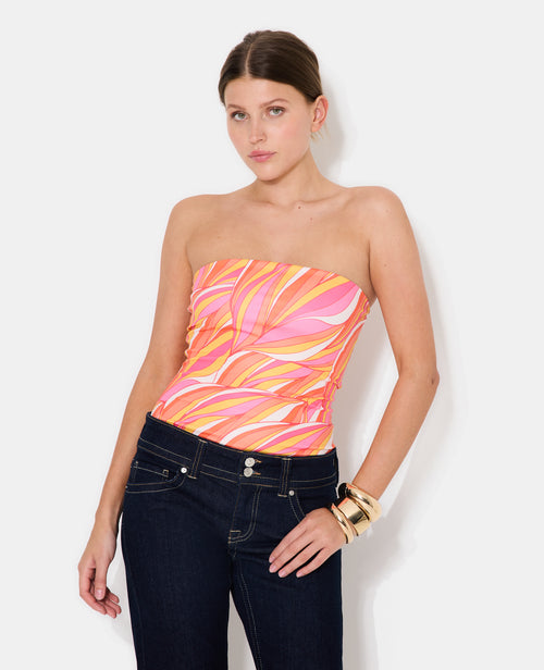 Top bustier en maille stretch motif seventies - PIMKIE - 1