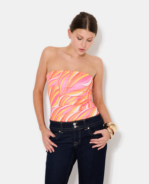 Top bustier en maille stretch motif seventies - PIMKIE - 5