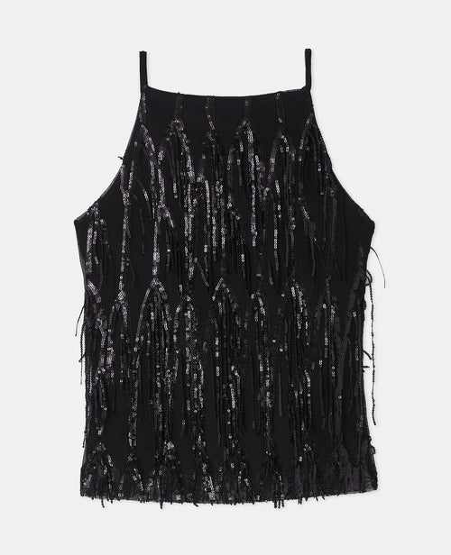 Top bretelles en résille avec franges en sequins - PIMKIE - 4