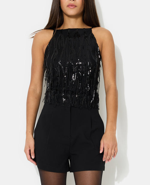 Top bretelles en résille avec franges en sequins - PIMKIE - 7