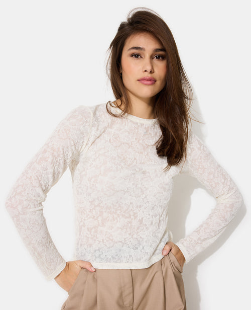 T-shirt manches longues en jacquard effet dentelle - PIMKIE - 5