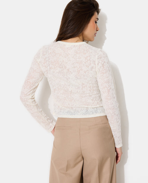 T-shirt manches longues en jacquard effet dentelle - PIMKIE - 6