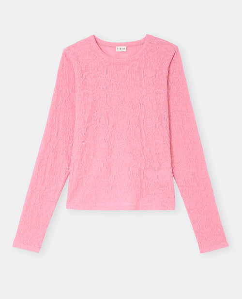 T-shirt manches longues en jacquard effet dentelle - PIMKIE - 4