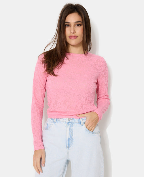 T-shirt manches longues en jacquard effet dentelle - PIMKIE - 5