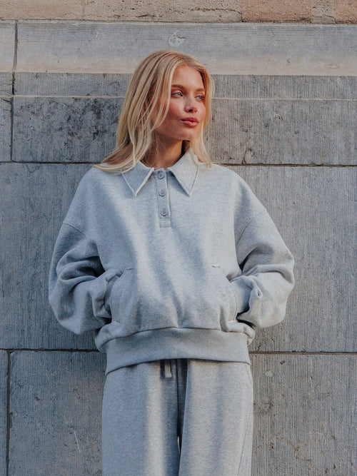 Sweat col polo avec poches et détails coupés - PIMKIE - 1