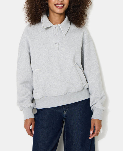 Sweat col polo avec poches et détails coupés - PIMKIE - 2