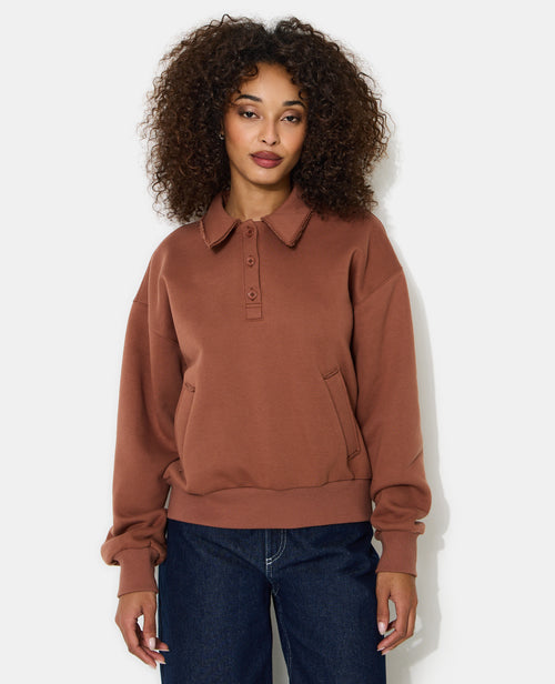 Sweat col polo avec poches et détails coupés - PIMKIE - 5