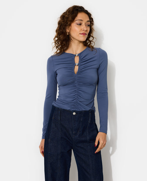 T-shirt manches longues avec perles et fronces - PIMKIE - 1