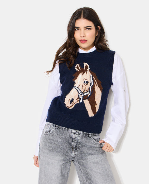 Pull sans manches avec cheval - PIMKIE - 1