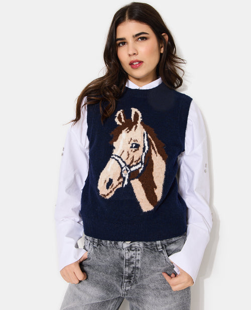 Pull sans manches avec cheval - PIMKIE - 5