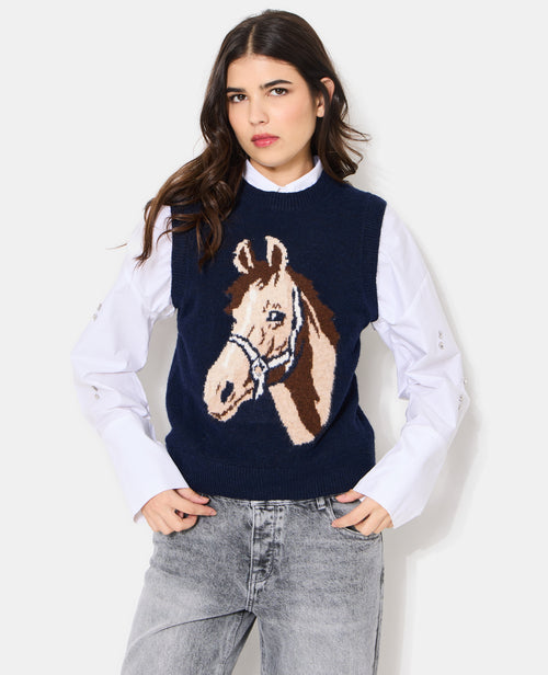 Pull sans manches avec cheval - PIMKIE - 1