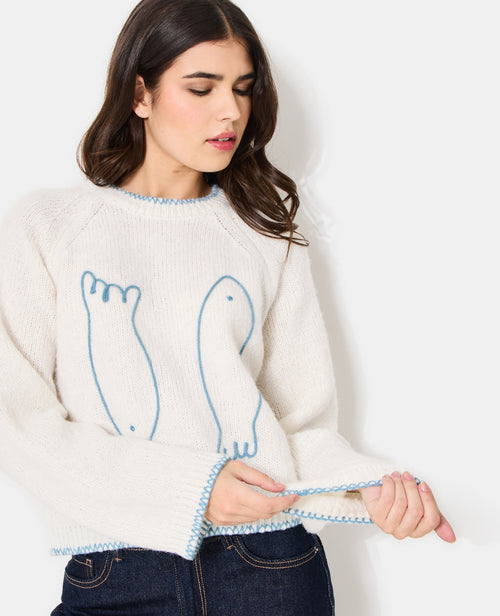 Pull avec poissons et coutures contrastées - PIMKIE - 2