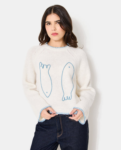 Pull avec poissons et coutures contrastées - PIMKIE - 5