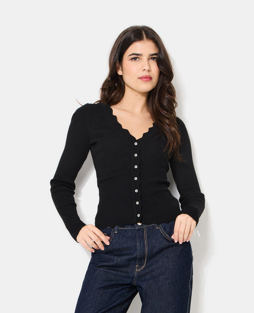 Gilet en maille côtelée avec bords zig-zag - PIMKIE - 1