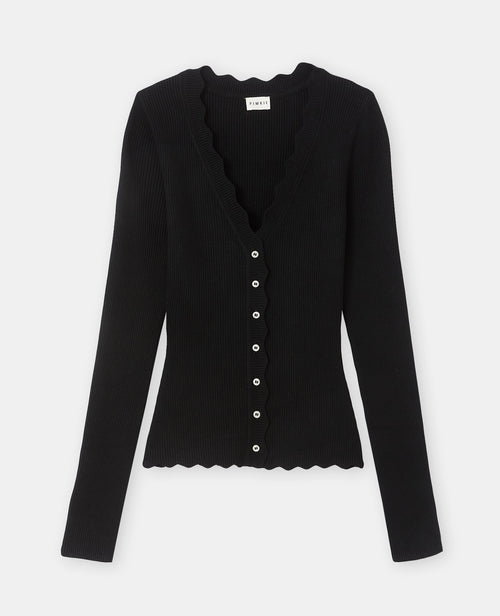 Gilet en maille côtelée avec bords zig-zag - PIMKIE - 4