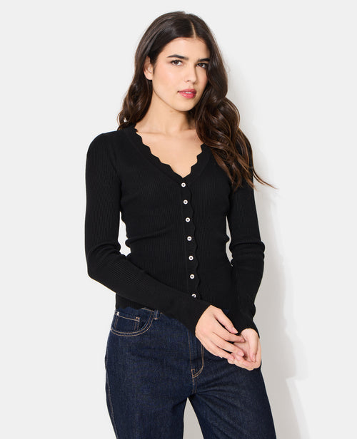 Gilet en maille côtelée avec bords zig-zag - PIMKIE - 5