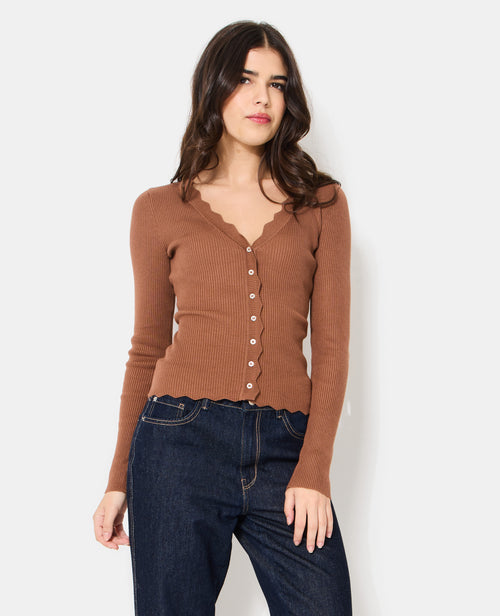 Gilet en maille côtelée avec bords zig-zag - PIMKIE - 1