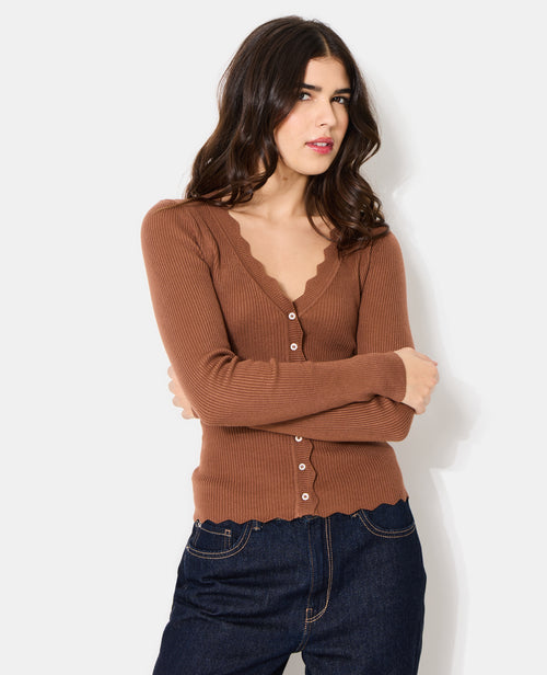 Gilet en maille côtelée avec bords zig-zag - PIMKIE - 5